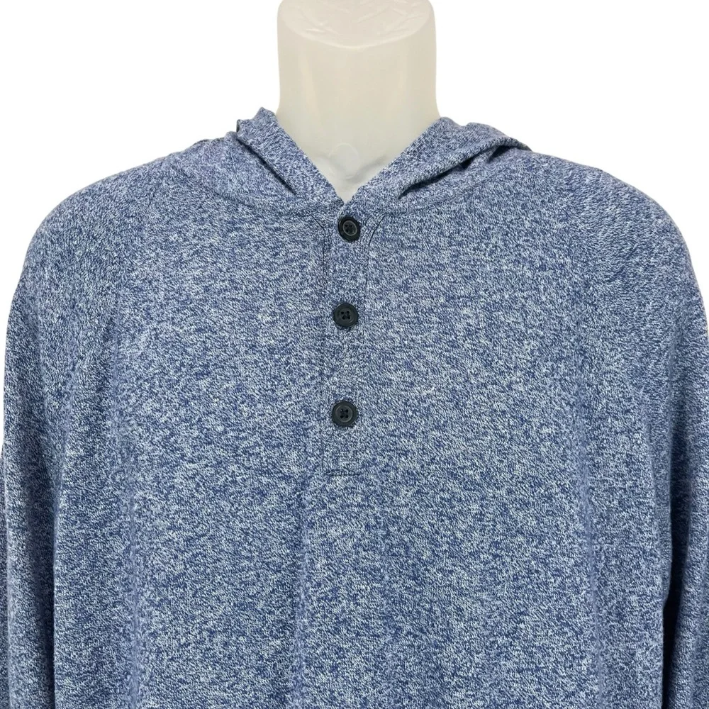 Banana Republic Men Large Blue‎ Pullover Hooded Henley Lightweight Sweater